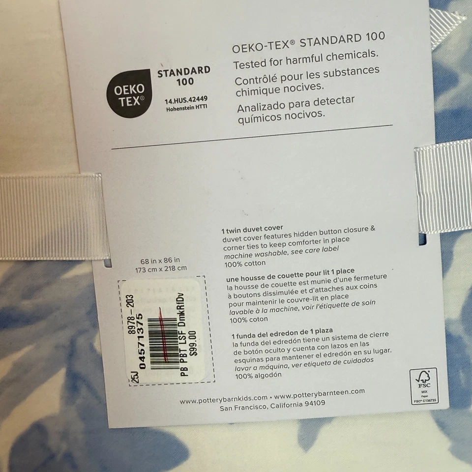 JUEGO DE FUNDA NÓRDICA DOBLE CON VOLANTES DAMASCO LOVESHACKFANCY PARA ADOLESCENTES GRANERO DE CERÁMICA ~ AZUL Foto 4 de 4