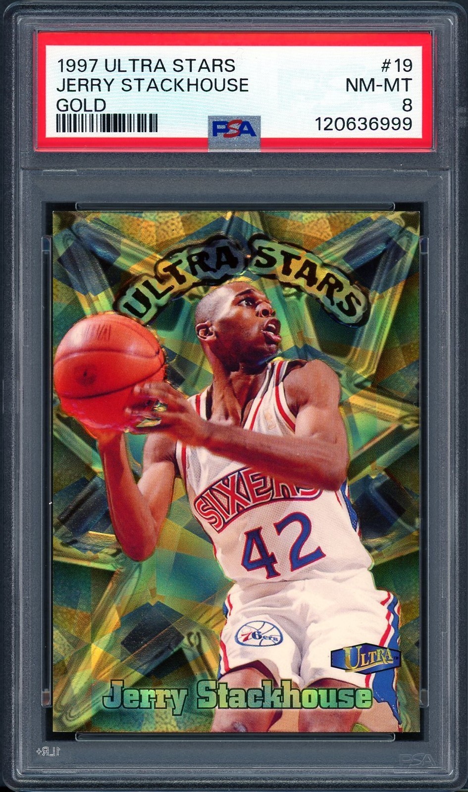 1997 ULTRA STARS GOLD #19 JERRY STACKHOUSE PSA 8