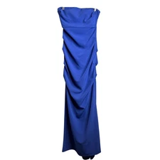 Nicole Miller Collection Y2K Strapless Gown Size 4 Blue Cocktail Formal Dress