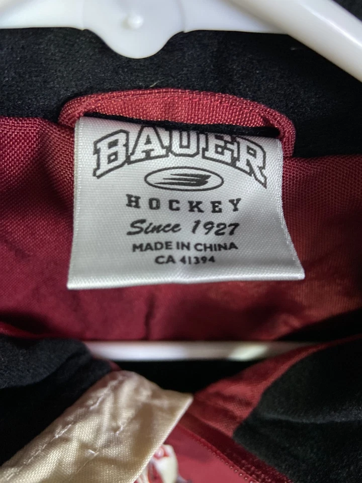 BAUER NHL Hockey Burgundy Red WARM-UP JACKET 1/4 Zip Pullover Youth M Men's S - Image 3 of 4
