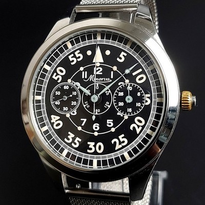 Swiss Watch with Minerva Movement Men's Wristwatch Serviced