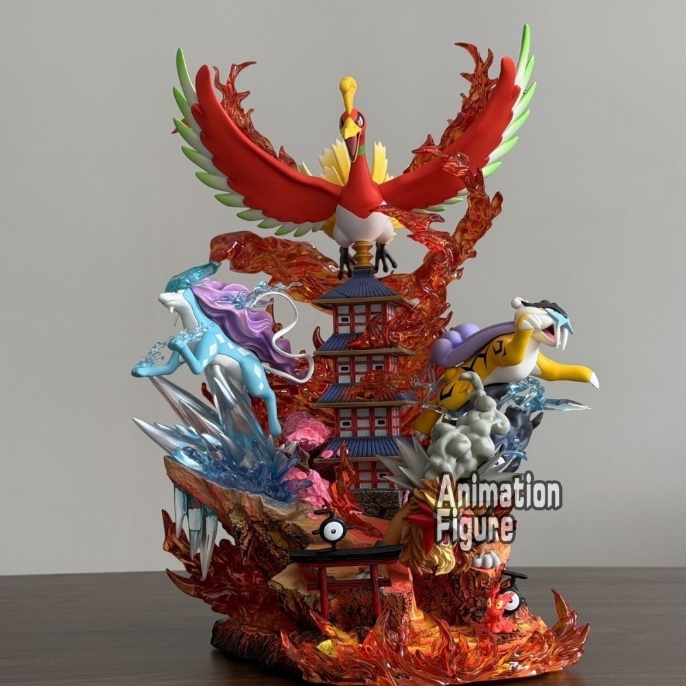 38cm Pokemon Action Figure Suicune Entei Raikou Ho-Oh Large PVC