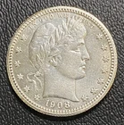 1908 Barber Quarter, Lustrous Choice, Uncirculated Detail