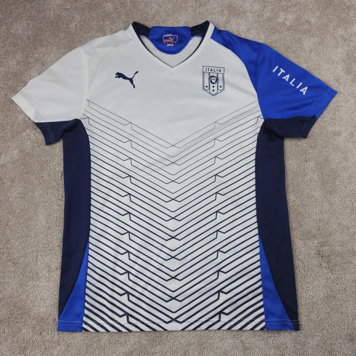 Italy National Team Jersey Mens Medium White Blue Soccer Training Jersey  Puma