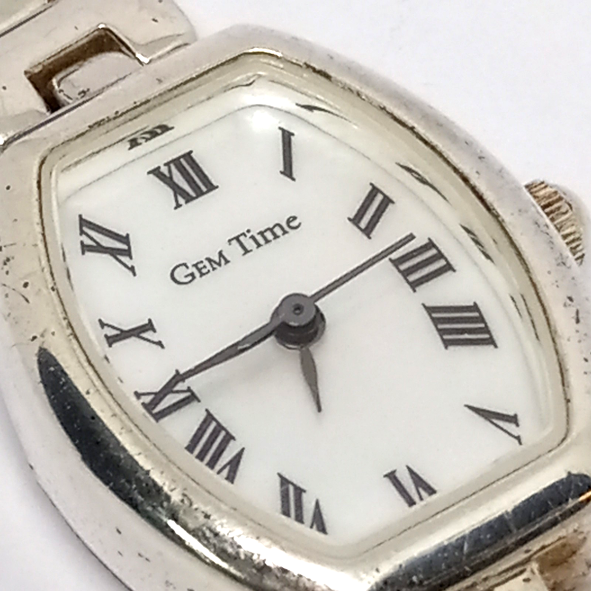 Vintage Gem Time 925 Sterling Silver Case & Band Gemstone 