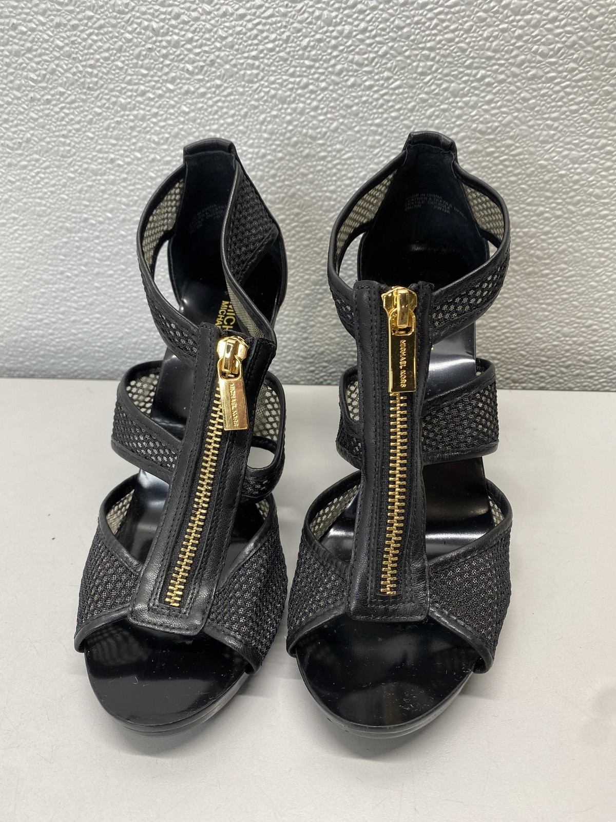 Michael Kors Womens Berkley Leather Mesh Front Zip Pumps Size 6M Black