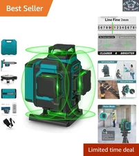 Durable  4x360° Green Laser Level: Remote Control & Fast Charging Included