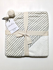 Brand New with Tags PEHR Rub A Dub Baby Hooded Towel Stripes Away Cream