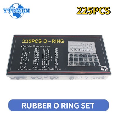 225 Pcs Rubber O Rings Assortment Kit 18 Sizes for Automotive Removal Tool/Plumb