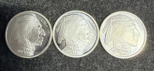 Highland  Mint Lot Of 3 1 oz .999 Fine Silver Buffalo Round