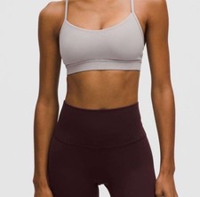 Lululemon Flow Y Bra Nulu Light Support A-C Cups Mauve Grey - Size 4