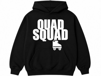 Quad Squad Rollschuh Hoodie | Stylischer weißer Print auf schwarzem Skaterpullover