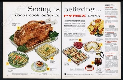 1956 Pyrex Ware glass 8 baking dish photo & recipes vintage print ad