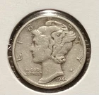 5 Mercury Dimes, (1944,1942,1939,1935S,1927), 90% Silver, Free Shipping.