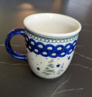 POLISH POTTERY 9oz BLUE FLORAL & 10 oz CHRISTMAS TREE MUGS New (365/5) — photo 3