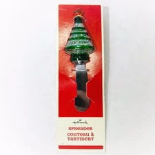Vintage Hallmark Snow Globe Christmas Tree Cheese Spreader Charcuterie Board NOS