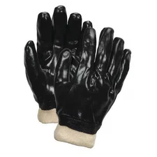 Mcr Safety 6100 Chemical Resistant Gloves, Pvc, 10 In L, 35.0 Mil, Black, L, 12