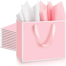 12 Pack 12 Pack Metallic Paper Gift Bag with Handles and Tissue Paper 11.8 x 10 
