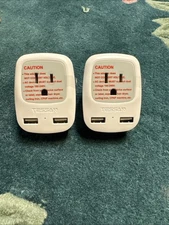 2 Italy USA Power Adapter, 3 Prong Grounded Travel Plug Adaptor with 2 USB Qty=2