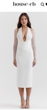 House Of Cb Yasmin Dress Size Small White Brand New Plunge Midi  Dress