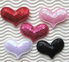 60 pc x 1.5" Mix Padded Sequined Felt Valentine's Heart Appliques Wedding ST521M