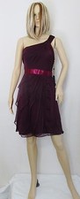 NWT SZ 10 ADRIANNA PAPELL BURGUNDY ONE-SHOULDER TIERED CHIFFON 140 FORMAL DRESS