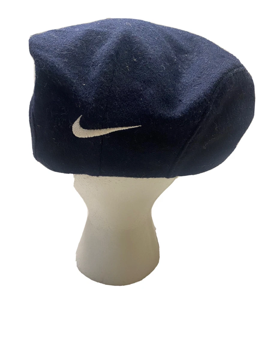 Vtg 90s Nike Golf Flat Cap Newsboy Cabbie Blue Hat Large Jordan Style Black