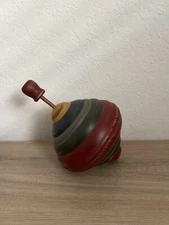 Vintage Wooden Spinning Top Toy - Retro Collectible Children’s Classic Plaything