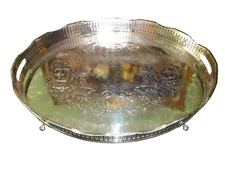 William Adams Victorian Silver plated 22" Oval Gallery Tray, England 1854-Mint!