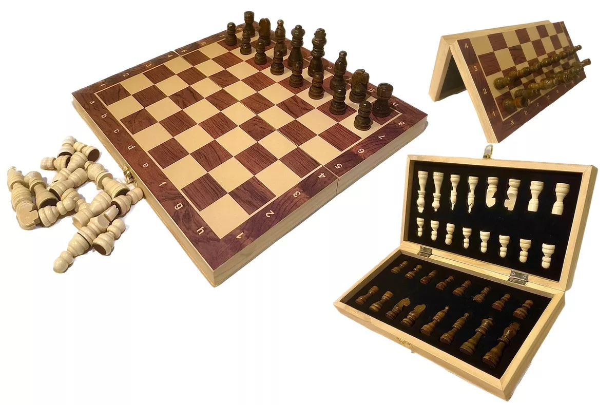 Chess Wooden Wooden Checker Board Solid Wood Pieces Folding Chess Board  High-end Puzzle Chess Game