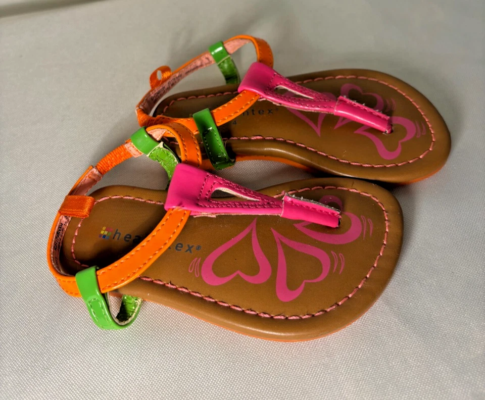 Niño pequeño Healthtex talla 4 SANDALIAS NIÑAS ROSA BRILLANTE, NARANJA, VERDE, MARRÓN (H107) Foto 3 de 4