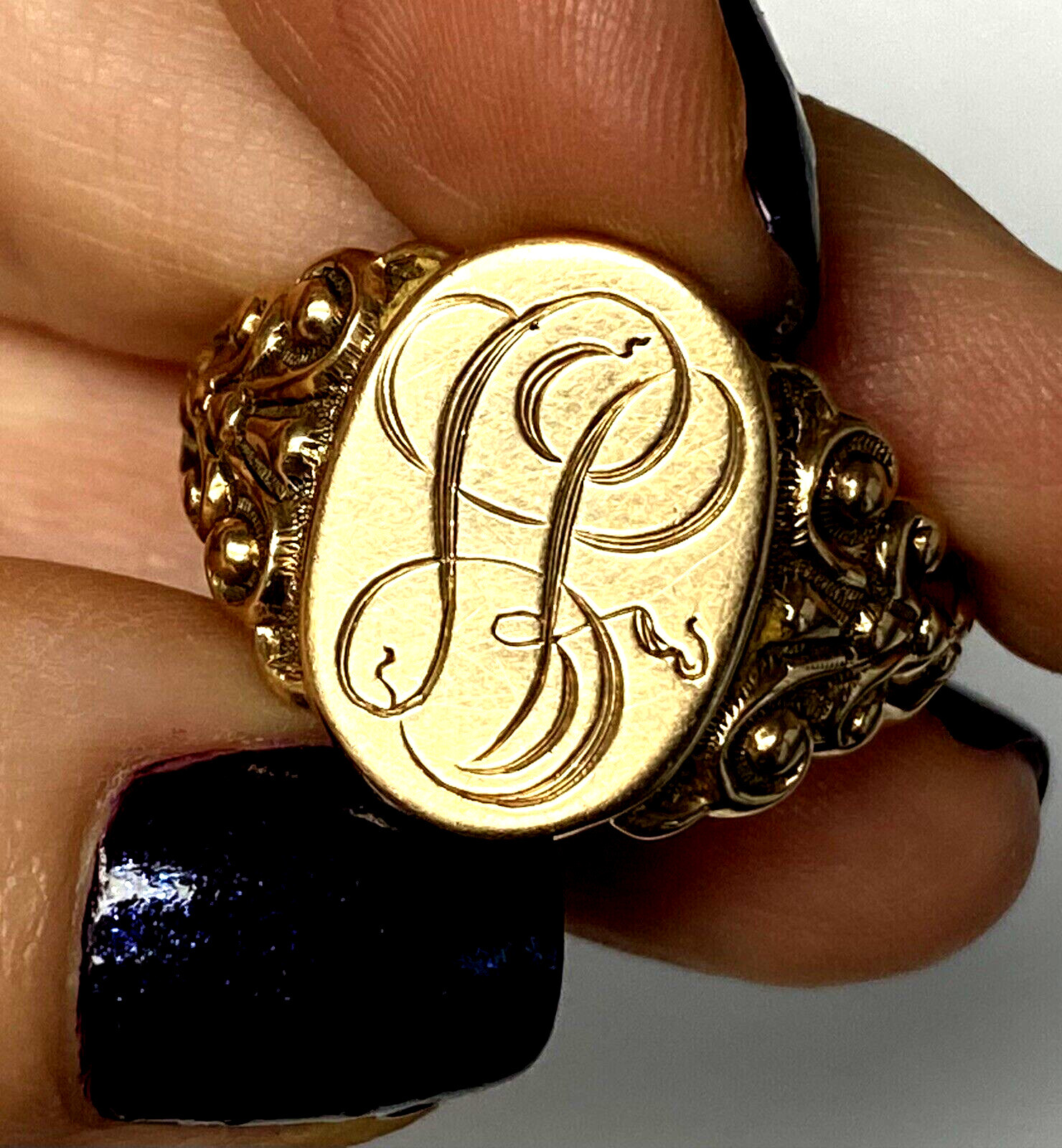 Antique 10K Solid Yellow Gold Initial Letter Mono… - image 4