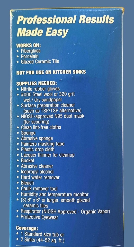 New HOMAX 3157 TOUGH AS TILE TUB & TILE EPOXY PAINT SPRAY ON FINISH KIT