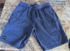 Mens Lg Under Armour Navy Blue Terry Cotton Blend Athletic Basketball Gym Shorts