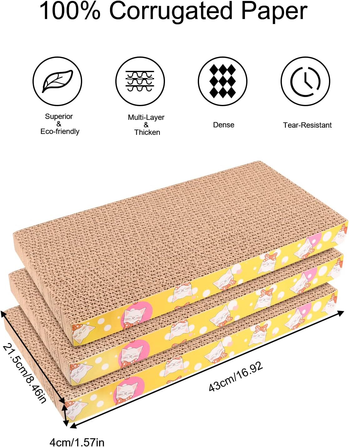 FUQUN Cat Scratching Board Set（3 Pack,Cardboard Cats Scratching Mat