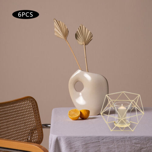 6x Teelicht Kerzenhalter Gold Geometrische Teelichthalter Moderne Tafelaufsätze - Afbeelding 1 van 16