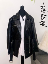 (new) Real Leather Oversized 90s Style Biker Jacket (trending) Rrp £200