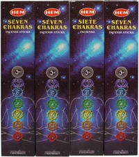 Hem 7 Chakra Incense - 4 Packs, 35 Sticks per Pack, 7 Unique Fragrance