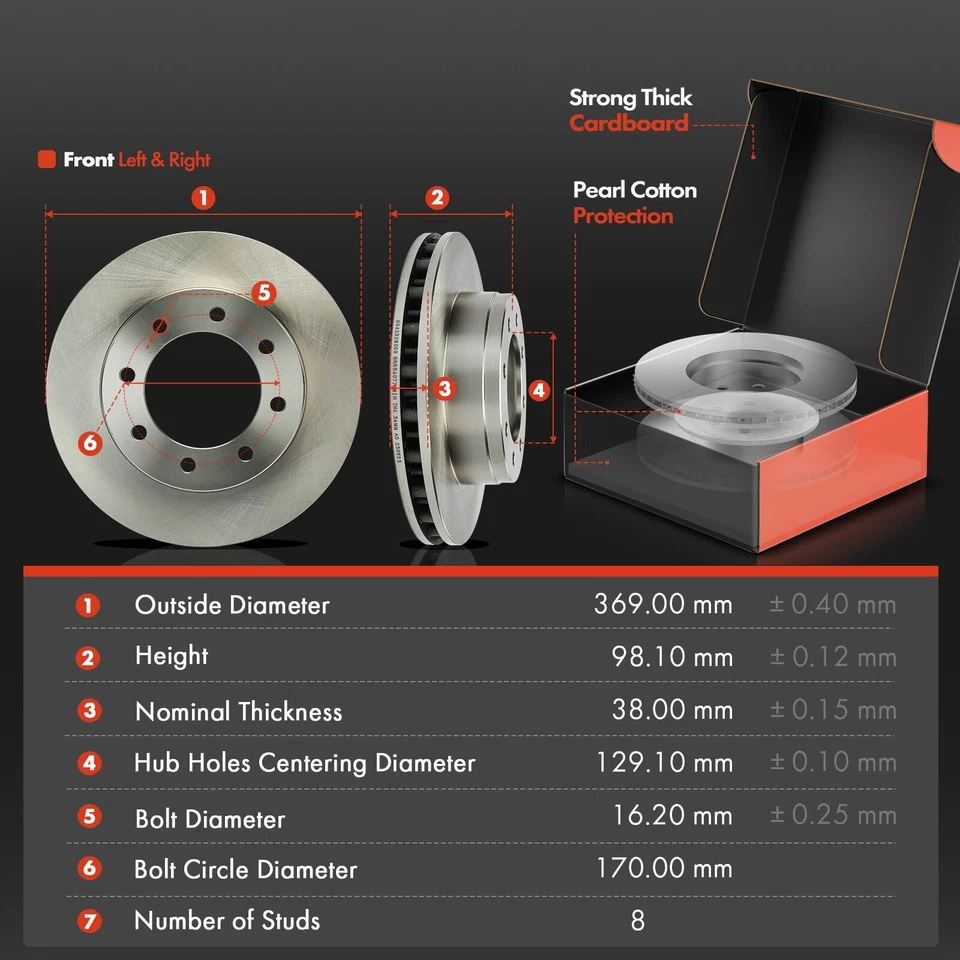6x Rotores de disco delanteros y pastillas de freno de cerámica para Ford E-550 F-450 F-550 Super Duty Foto 2 de 4