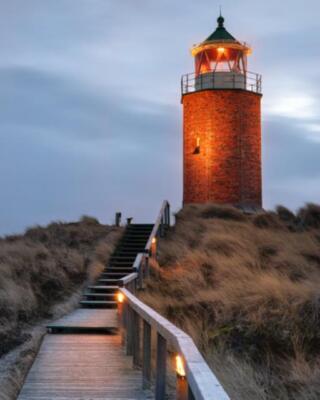 Wandbild: Kampen Lighthouse gegen Evening Sky, Sylt, Nord -Frisia, [...]
