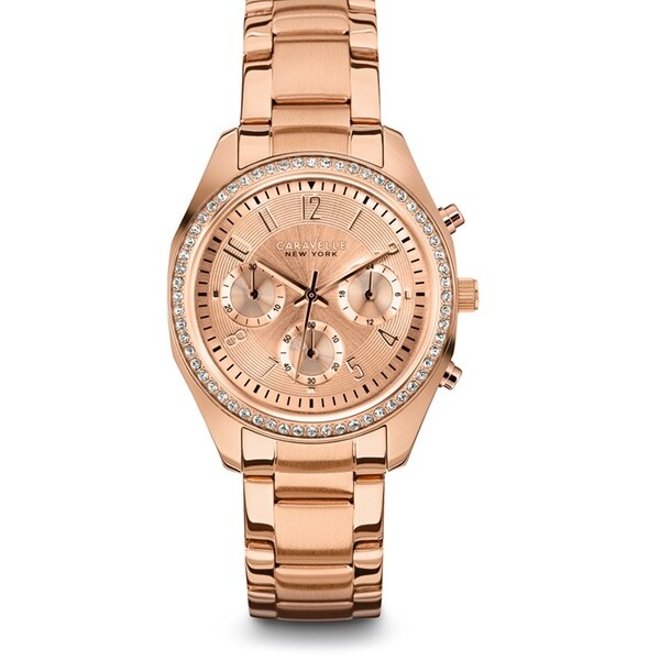 Caravelle NY Ladies' Chronograph Rose Gold Round Crystal Caravelle NY Ladies' Chronograph Rose Gold Round Crystal