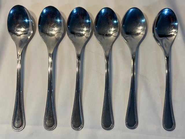 BMF Perlrand 6 Suppenlöffel 18/10 Edelstahl 19,5 cm Besteck Vintage - Bild 1 von 4