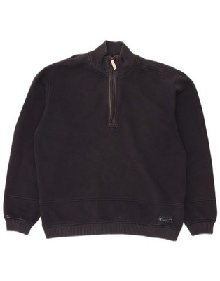 Champion Herren Zip Neck Sweatshirt Pullover Large Navy Blau DP20
