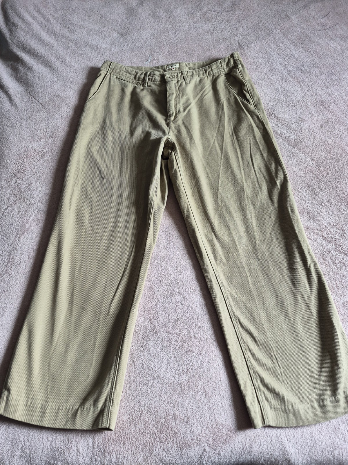 Betterose Wide Leg Chino Trousers Beige Neutral Casual Wide Fit Size 4 Y2K image 2