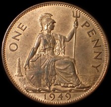 UK One Penny 1949 George VI Bronze Coin WCA A508