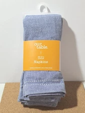 NIB our table Set Of 4 Blue Locklin Cotton Napkins Stitch Holes BED BATH BEYOND