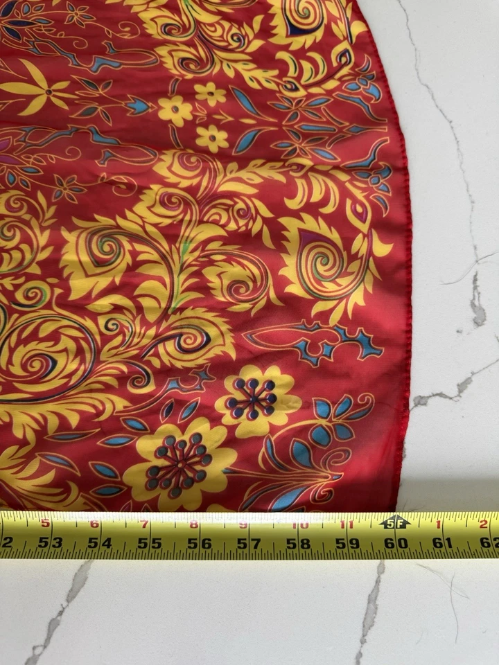 Bufanda de pavo real vintage mezcla de seda mantón envolvente de pavo real rojo 60" x 19" Eliana Dian EF Foto 4 de 4