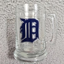 DETROIT TIGERS MLB Baseball Glass Beer Mug Stein w Pewter OLD ENGLISH D NEW