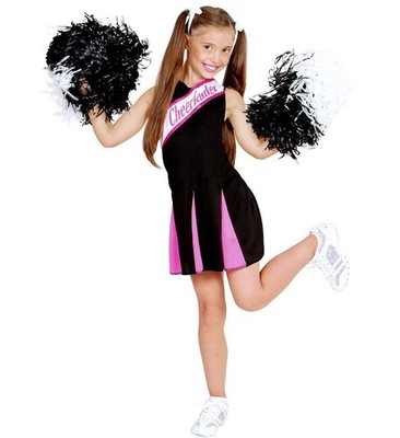 Widmann Kinderkostüm Cheerleader schwarz pink Sportevents Turnerin Kleid Mädchen