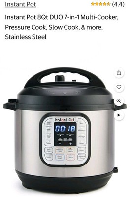 Instant Pot Duo 7-in-1 Electric Pressure Cooker - Stainless Steel/Black, 8Qt...